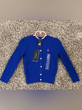 Polo Ralph Lauren Royal Blue Cable Knit Cardigan 3 T NWT